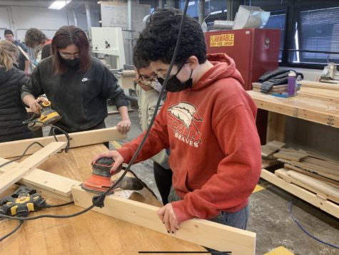 Bremen students work to build beds with the Sleep in Heavenly Peace organization on Feb. 27. Students, staff and community members dedicated their time to ensuring that local children have their own bed to sleep in each night.