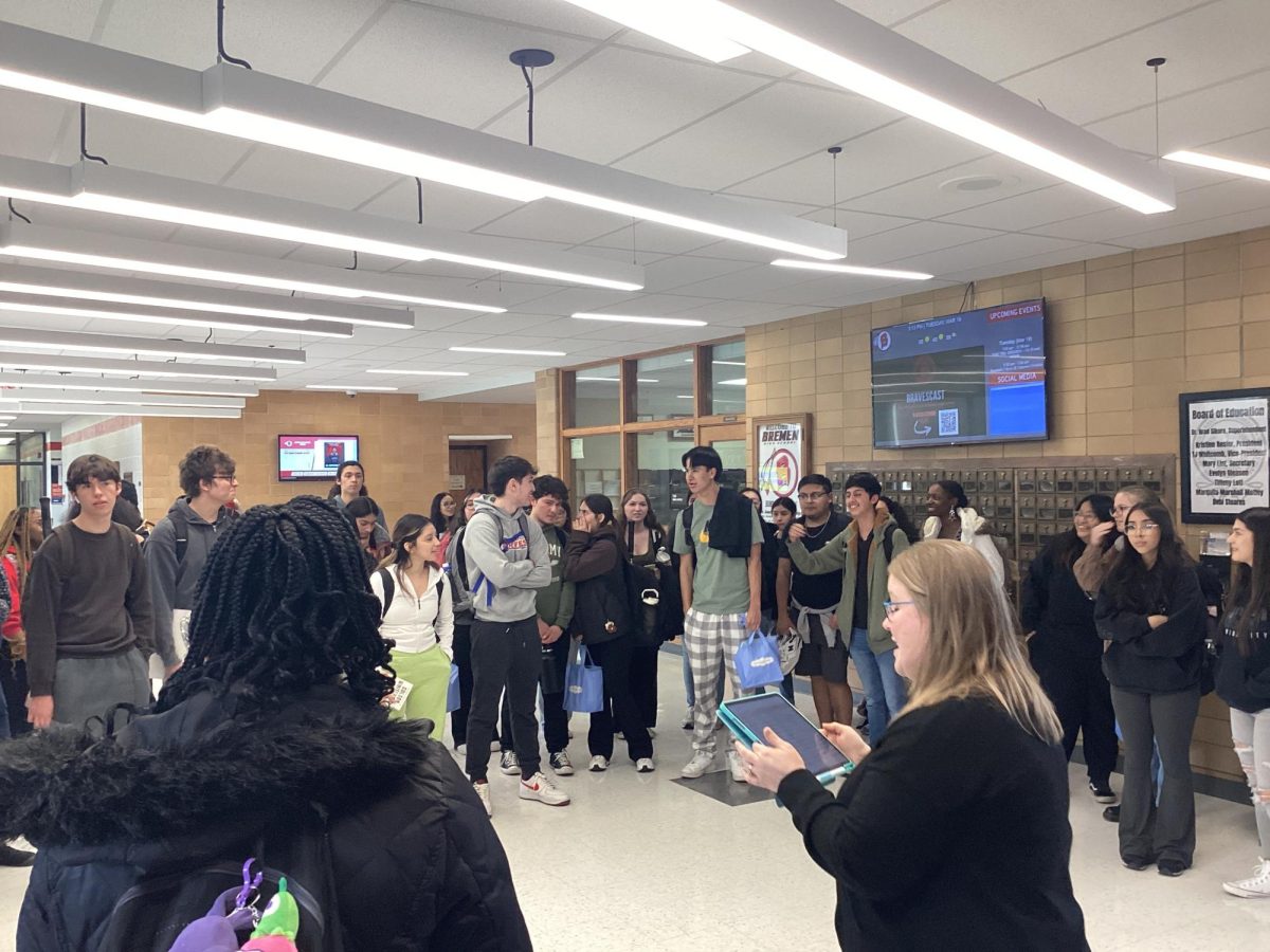 Bremens National Honor Society conducts its annual Buy-A-Brain auction after school March 19 in the main foyer. Students and staff placed bids on NHS students raising nearly $800. Brains accompanied the winning bidders and followed their daily class schedule on March 22.