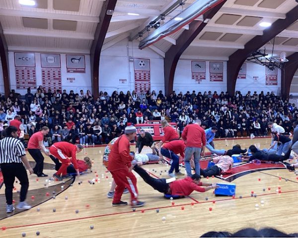 On March 22, the senior class hosted the annual Staff vs. Student fundraiser event. Activities consisted of a ball drop relay, hungry hungry hippos game, and performances by Fuego. In the end, the staff emerged victorious!