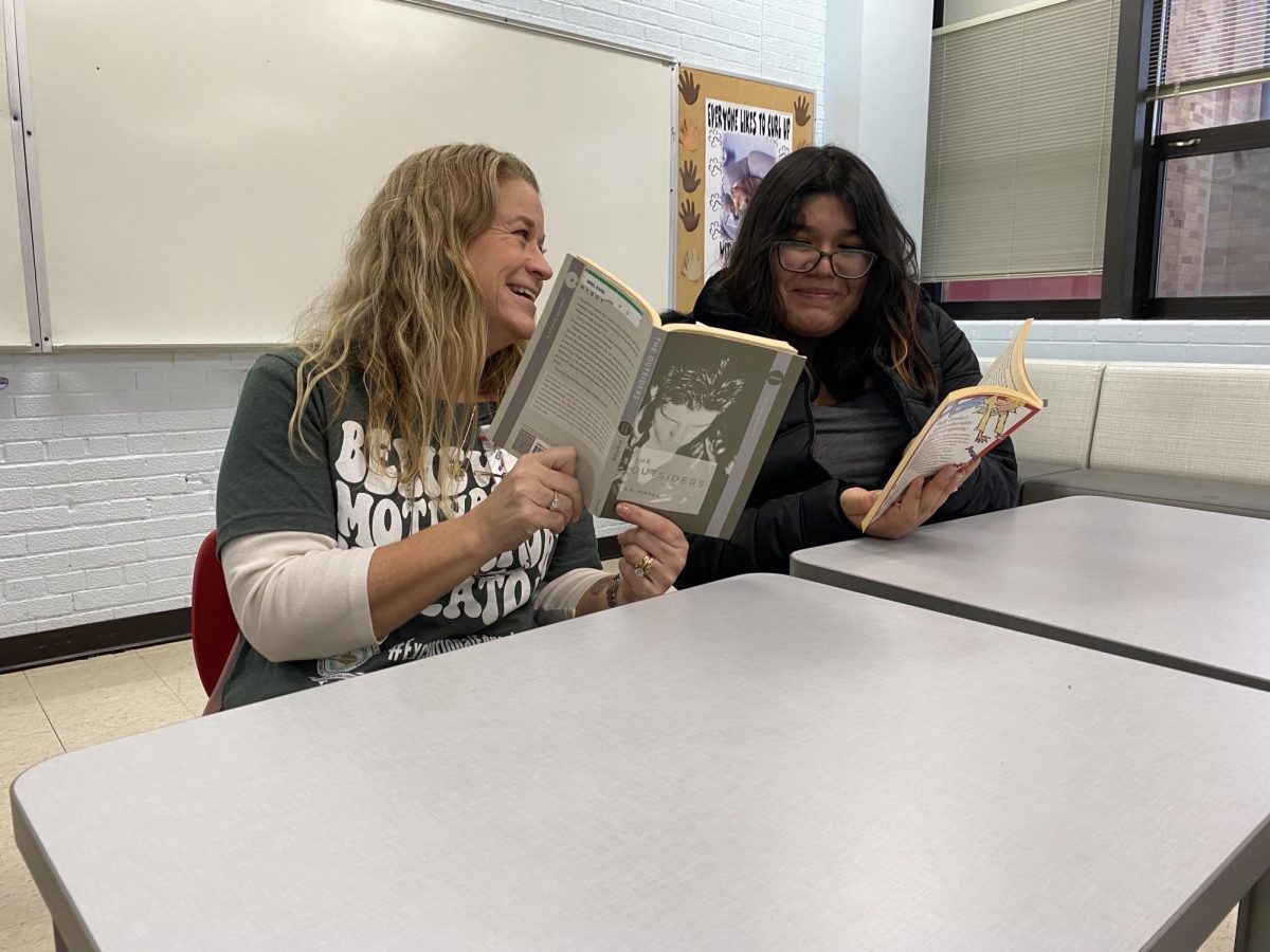 Bianca Ocampo and Mrs. Ignelzi share a laugh during the latest Circle Book Club meeting on Dec. 10. Anyone with a love of books can join Circle Book Club!