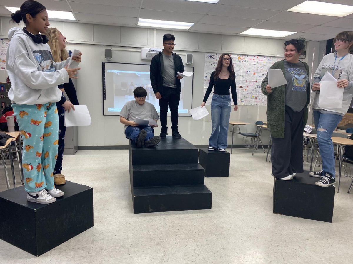 Members of Bremen's Group Interpretation club practice improv on Jan. 14 for their competition to be held later in the school year. 