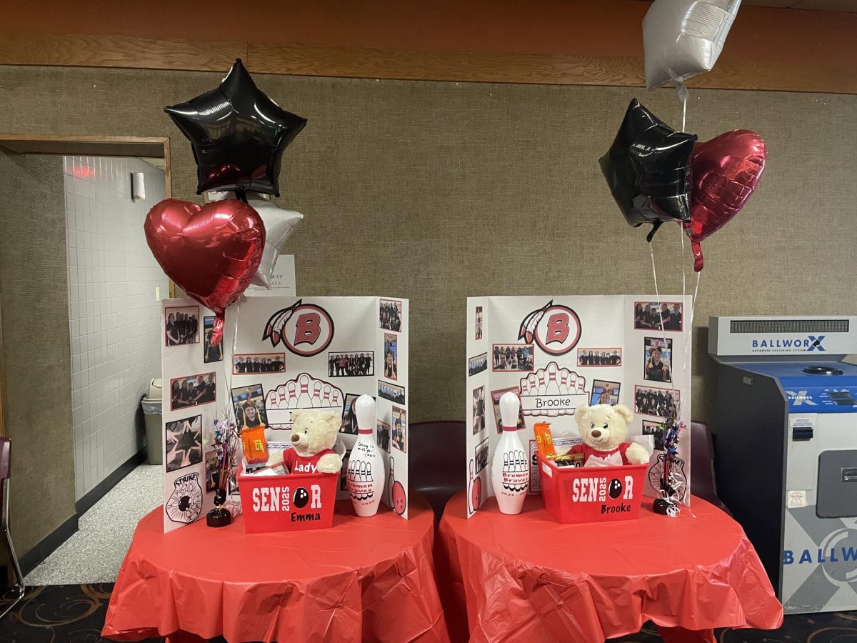 The Lady Braves Bowling team recognized seniors Brooke Gluszek and Emma Oganovich at their Jan. 23 competition. The team celebrated the lengthy achievements of Gluszek and Oganovich as they completed their final season as Lady Braves bowlers.