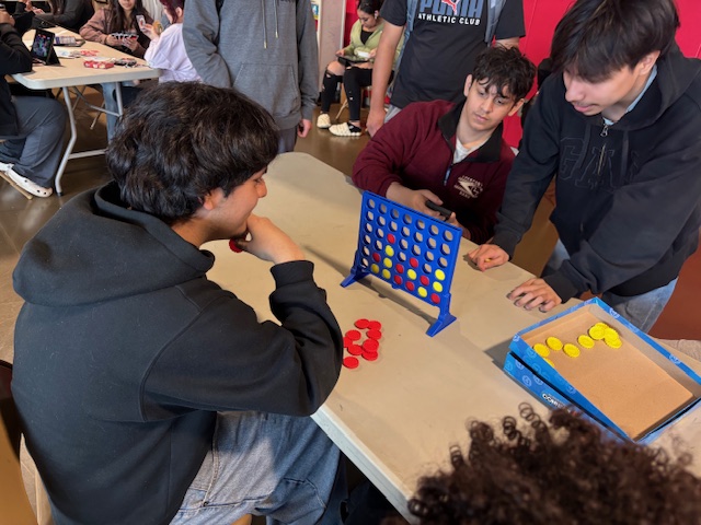 Students compete in an intense game of Connect Four in the Board games Bonanza session of Braves Beyond the Classroom on April 30. Bremen students had the opportunity to participate in a wide variety of sessions provided by Bremen staff. 
