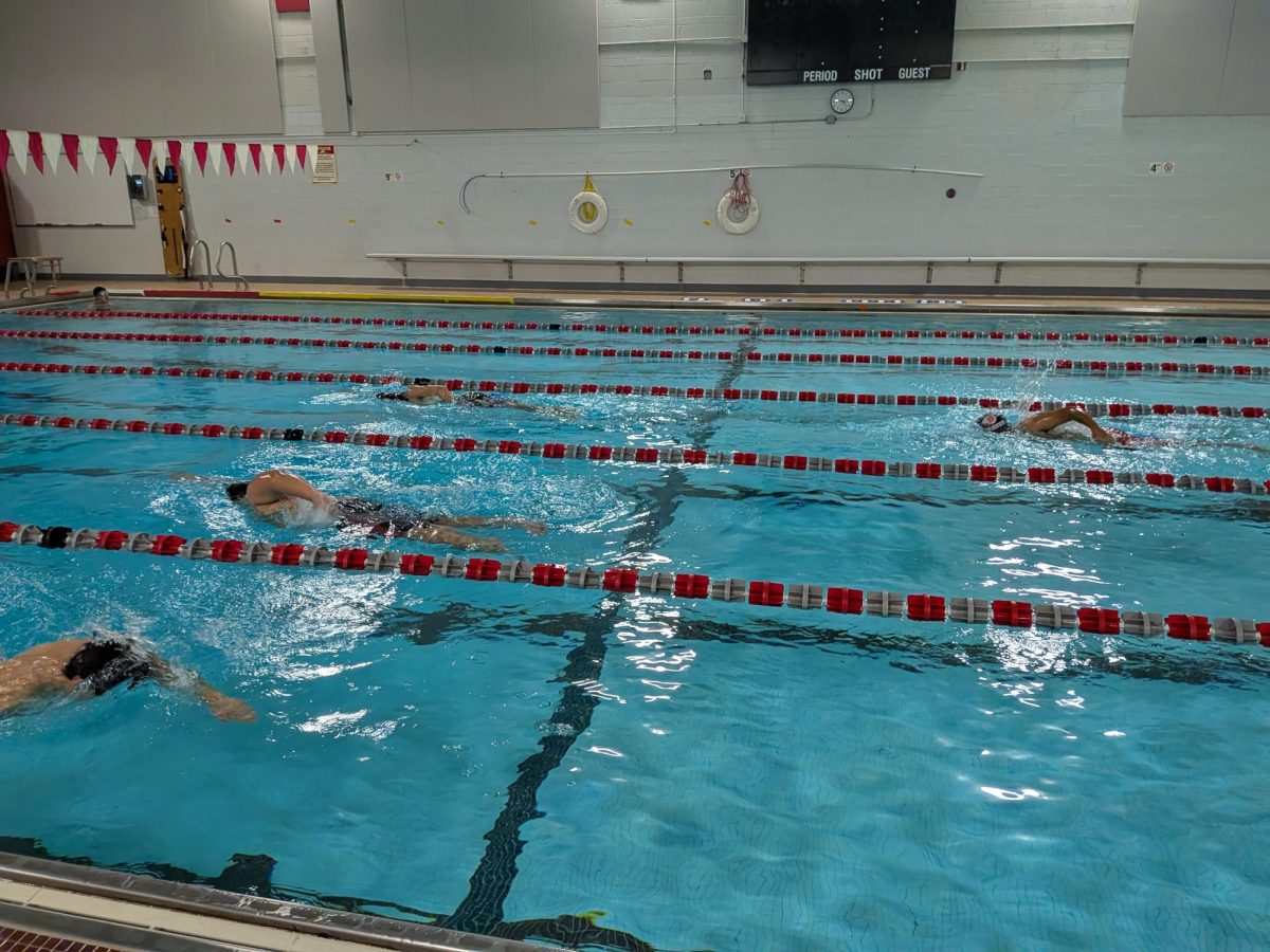 Swimmers from the Bremen Junior Varsity and Varsity teams prepare for their Jan.13 meet against Reavis High School with an intensive afternoon practice in the Bremen pool.
