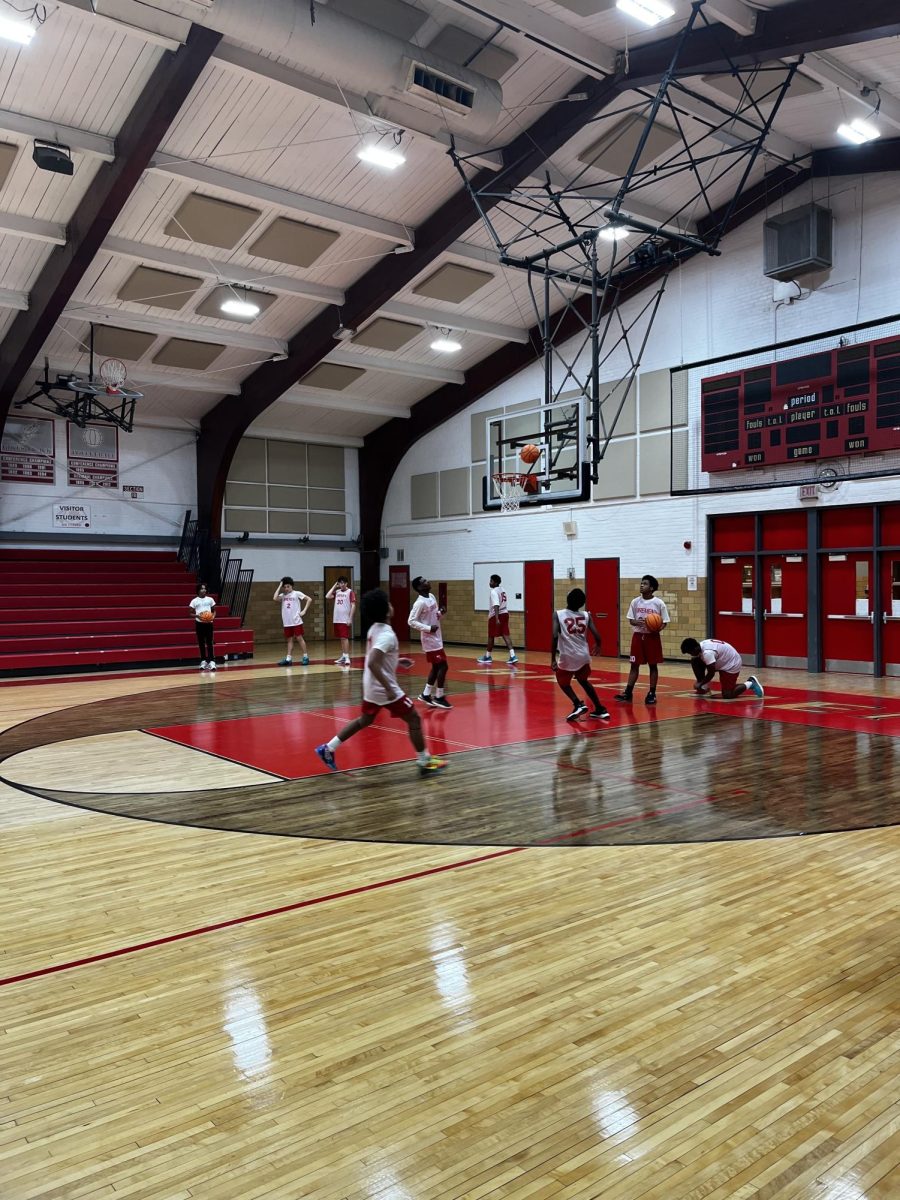 The Bremen Boys Basketball Team warms up before their game on Feb. 10.  The team is set to face New Prairie and the Braves are looking for a win!