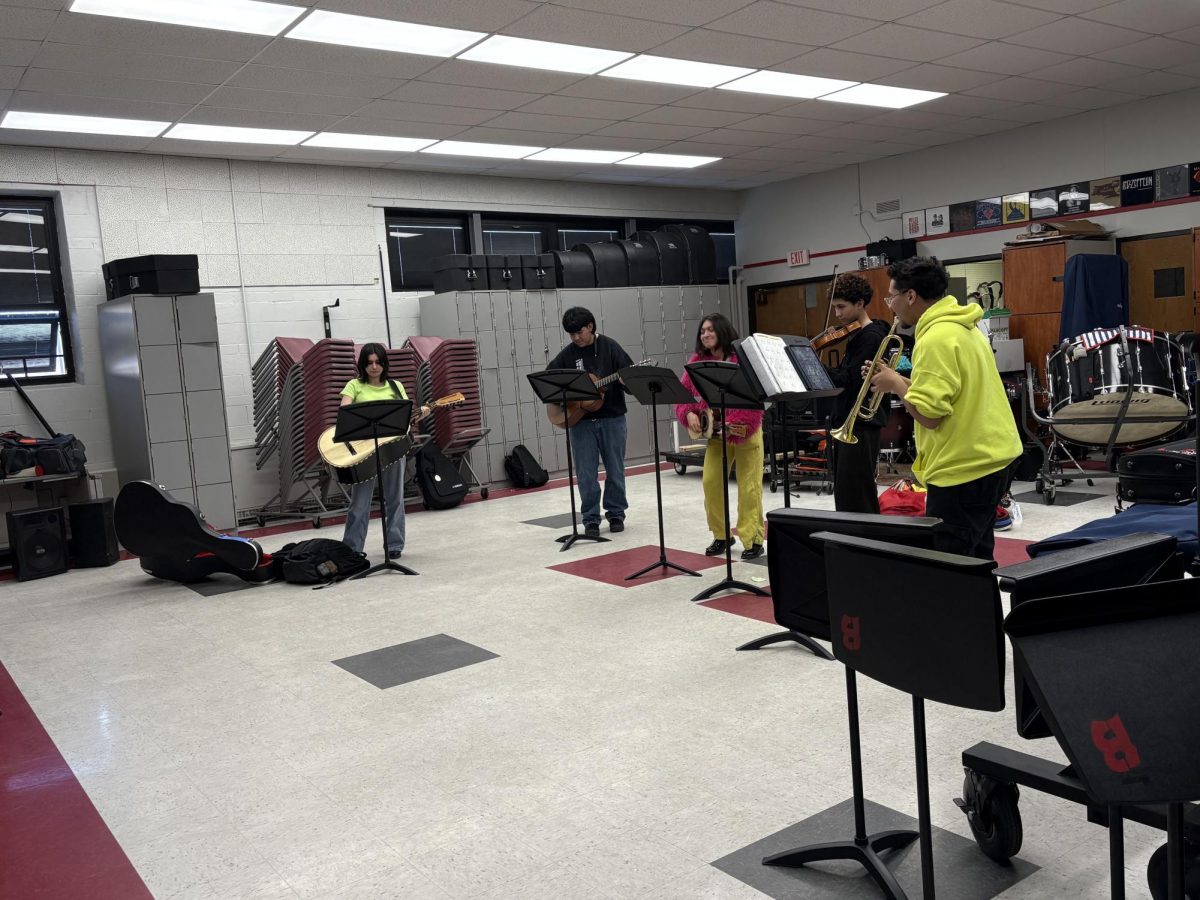 Bremen’s Mariachi Band, led by Mr. Salgado, rehearses enthusiastically in Bremen's band room on Feb. 10. Bremen is hosting a band concert at 6:30pm Feb. 25 in the main gym.